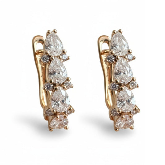 Crystal Drop – Apzeltīti auskari ar cirkonijiem – apzeltītas rotaslietas | Tavas Rotas