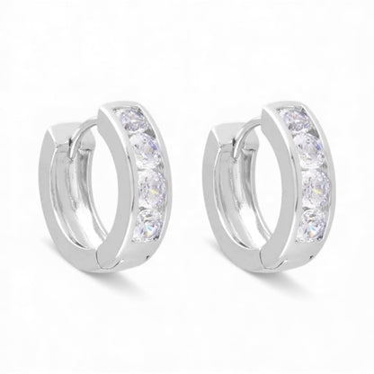  - Crystal Lane – Sudraba spīduma riņķīšu auskari - 1