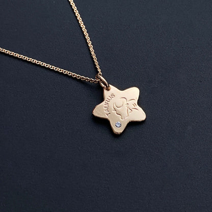 Divpusēja horoskopa kaklarota ar cirkoniju - 18k - apzeltita - rotas