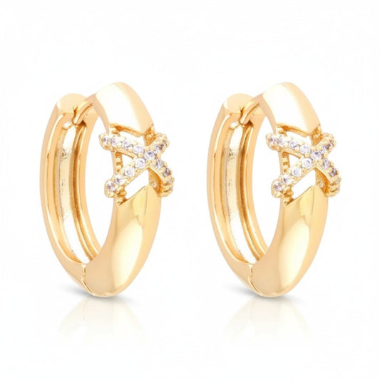 Éclat Cross Hoops – 18K apzeltīti riņķīšu auskari - 18k - apzeltita - rotas