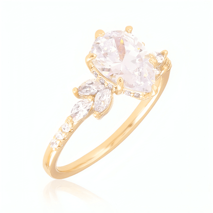 Elegants apzeltīts gredzens ar dzidru kristālu – ,