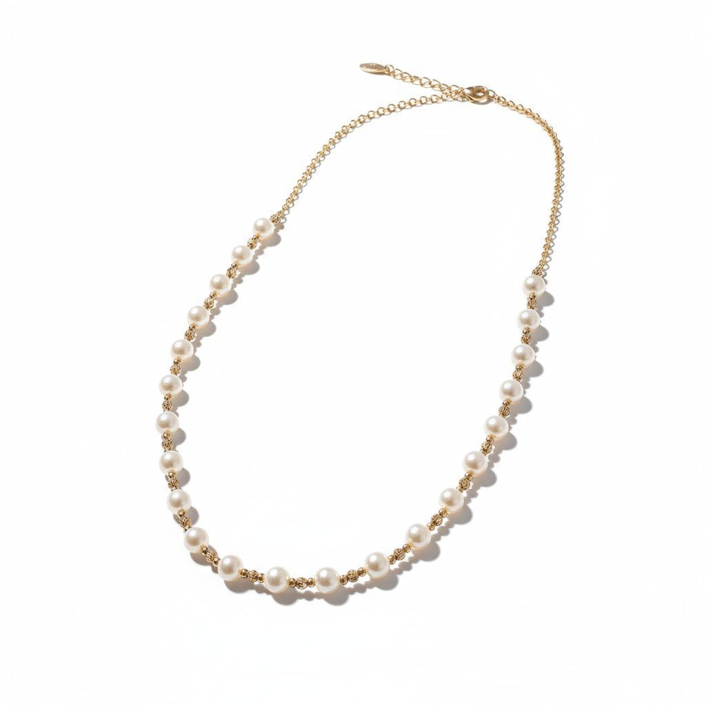 Golden Pearl – Garā apzeltītā kaklarota ar pērlītēm – apzeltītas rotaslietas | Tavas Rotas