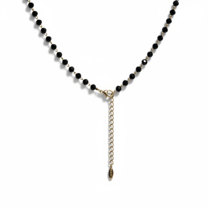 Kaklarota ar melniem kristāliem un sirds kulonu - 18k - apzeltita - rotas