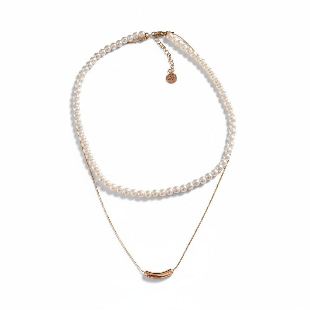 Pearl Harmony – Divkāršā kaklarota ar pērlītēm un 18k pārklājumu – apzeltītas rotaslietas | Tavas Rotas