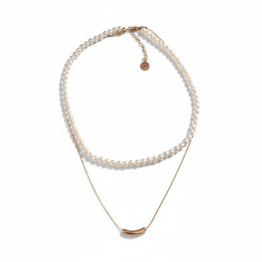 Pearl Harmony – Divkāršā kaklarota ar pērlītēm un 18k pārklājumu – apzeltītas rotaslietas | Tavas Rotas