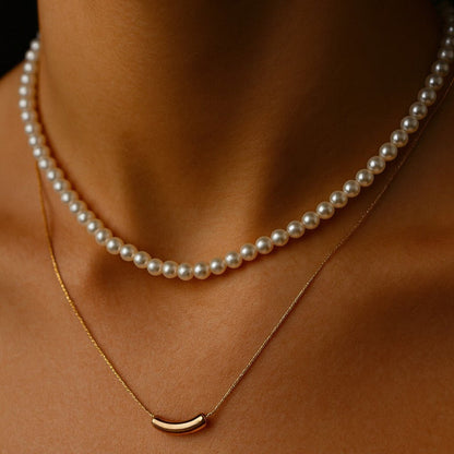 Pearl Harmony – Divkāršā kaklarota ar pērlītēm un 18k pārklājumu – apzeltītas rotaslietas | Tavas Rotas