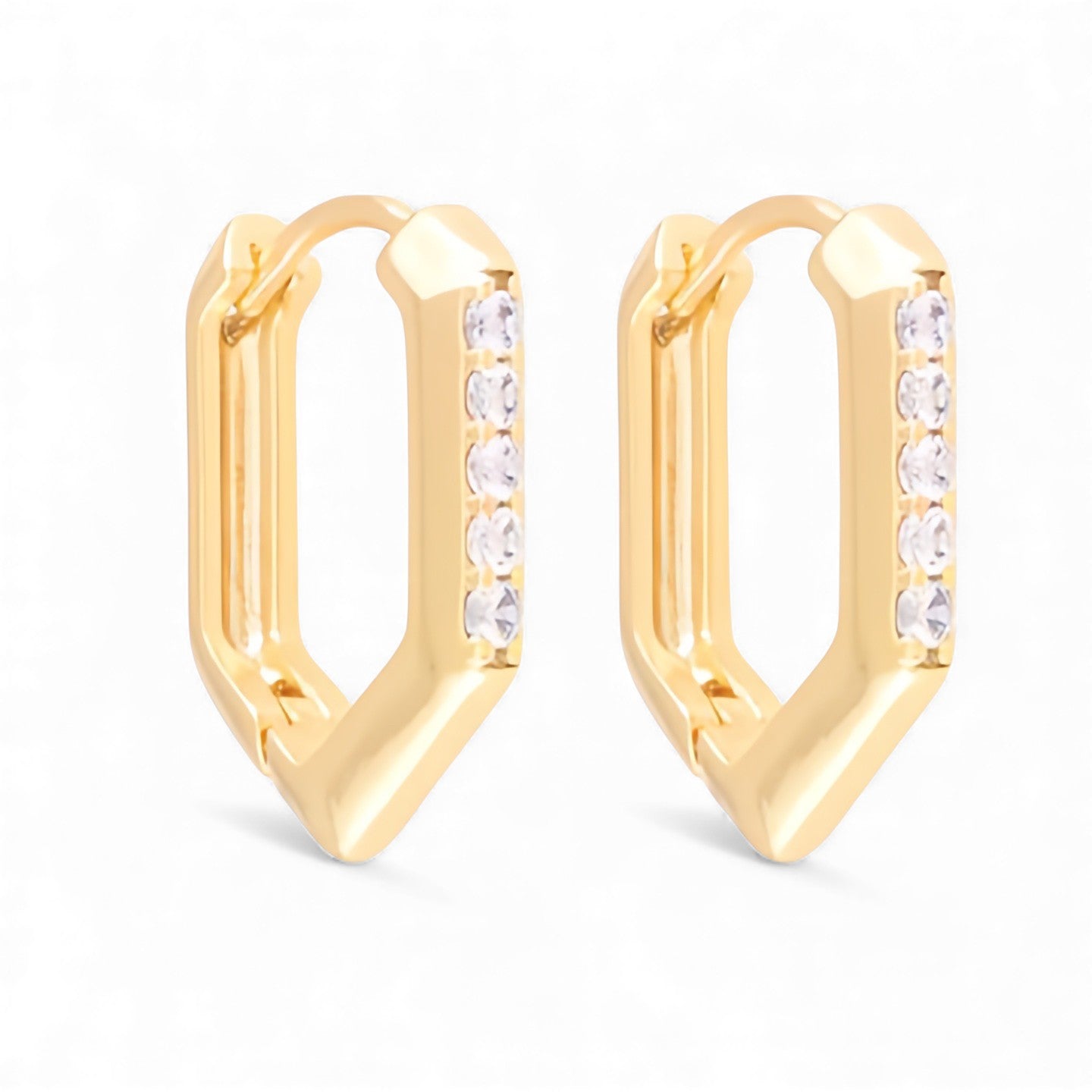  - Recta Shine – apzeltīti ģeometriskie auskari ar cirkonijiem - 1