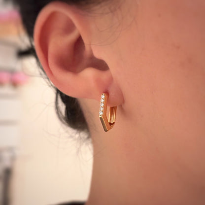  - Recta Shine – apzeltīti ģeometriskie auskari ar cirkonijiem - 2