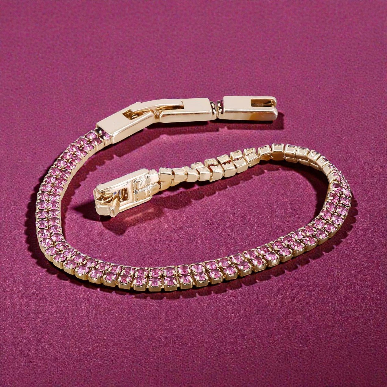 Rosé Tennis – rokassprādze ar rozā cirkonijiem - 18k - apzeltita - rotas