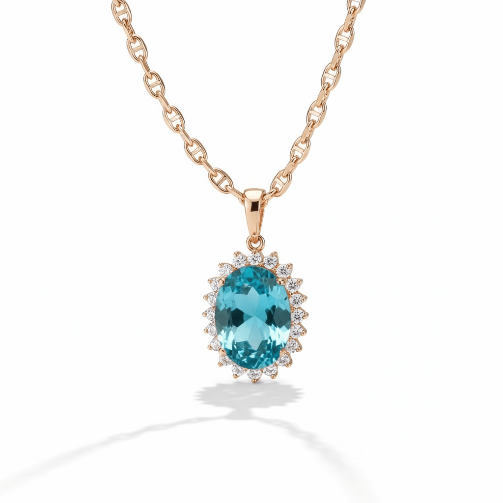  - Royal Blue – Grezna kaklarota ar ovālu zilā kristāla kulonu - 1