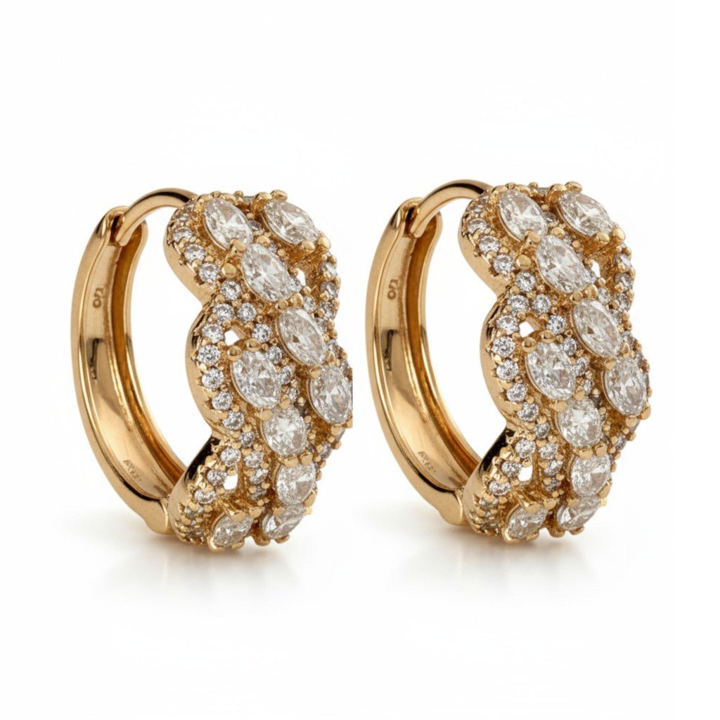 Royal Shine – Apzeltīti auskari ar ovāliem cirkonijiem – apzeltītas rotaslietas | Tavas Rotas