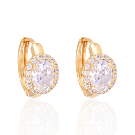 Auksu padengti auskarai su ovaliu cirkoniu